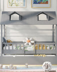 House Wood Kid's Bed with Wood Trundle
