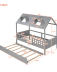 House Wood Kid's Bed with Wood Trundle