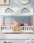 House Wood Kid's Bed with Wood Trundle