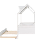 House Wood Kid's Bed with Wood Trundle