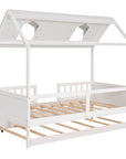 House Wood Kid's Bed with Wood Trundle