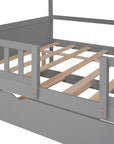 House Wood Kid's Bed with Wood Trundle