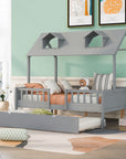 House Wood Kid's Bed with Wood Trundle