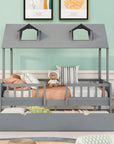 House Wood Kid's Bed with Wood Trundle