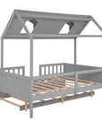 House Wood Kid's Bed with Wood Trundle