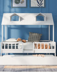 House Wood Kid's Bed with Wood Trundle