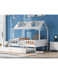 House Wood Kid's Bed with Wood Trundle