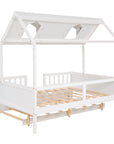 House Wood Kid's Bed with Wood Trundle