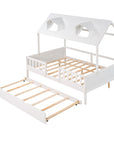 House Wood Kid's Bed with Wood Trundle