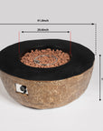 41.73" W Round Concrete Gas Fire Pit Bowl