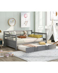 Twin Size Wood Daybed with Trundle