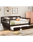 Twin Size Wood Daybed with Trundle