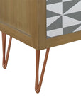 Wooden Nightstand with Three Drawers and Metal Feet Modern Style Bedside Table (Natural)