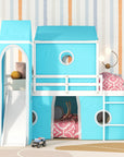 Bunk Bed with Slide, Tent and Tower