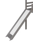 Twin Loft Bed with Slide, House Bed with Slide, Gray