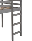 Twin Loft Bed with Slide, House Bed with Slide, Gray