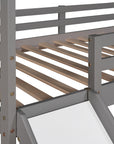 Twin Loft Bed with Slide, House Bed with Slide, Gray