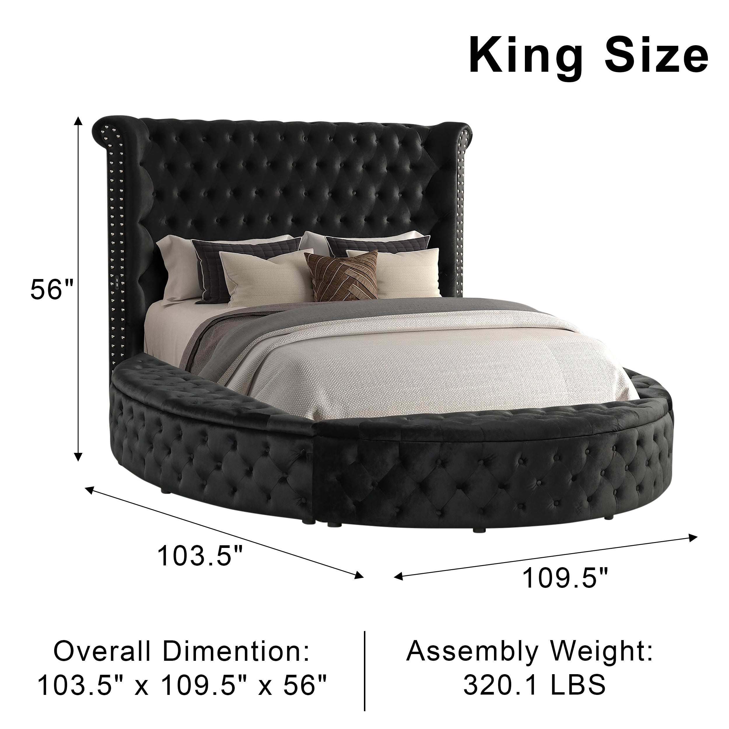 (BonaNest Sample) Vigor Glam Storage Platform Bed