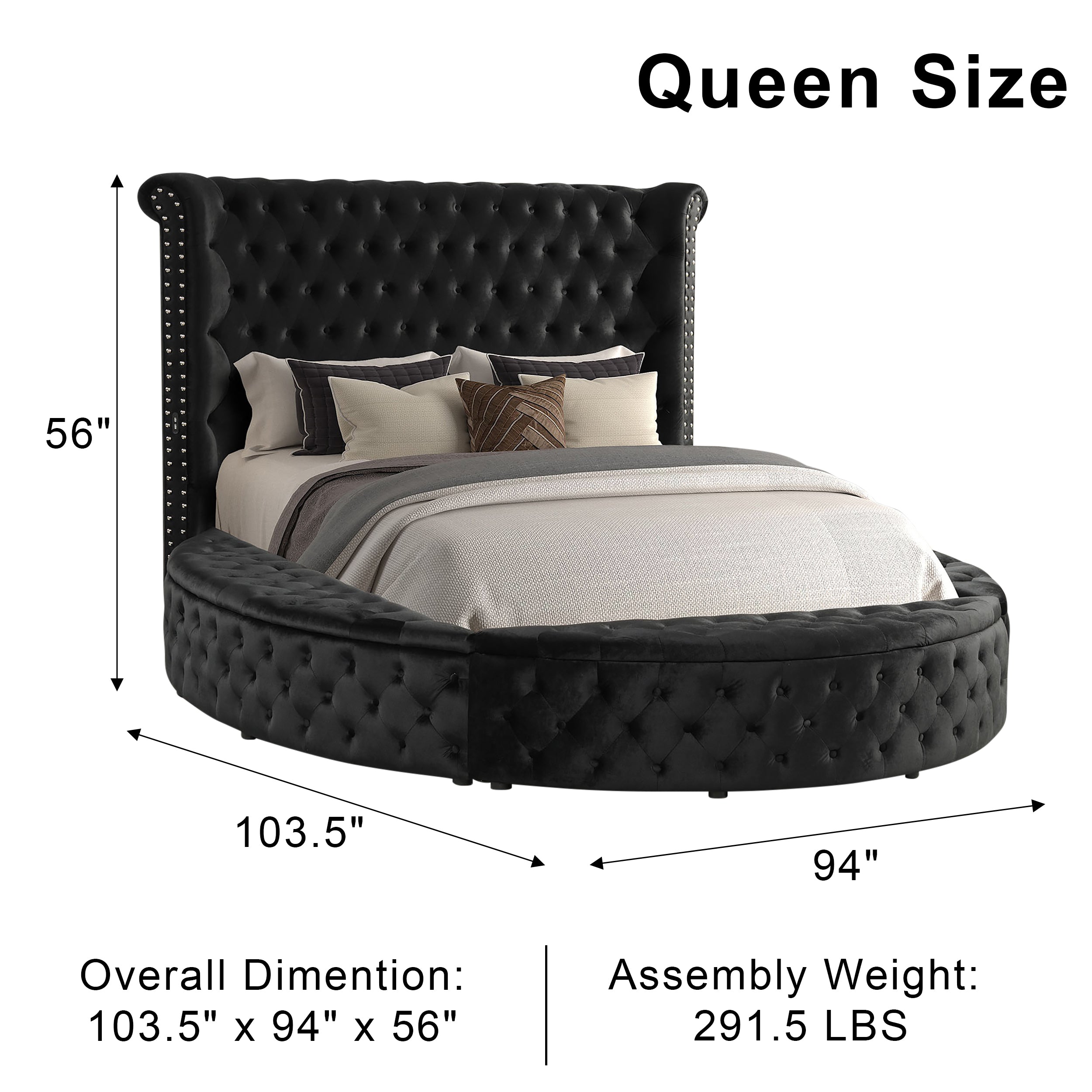 (BonaNest Sample) Vigor Glam Storage Platform Bed