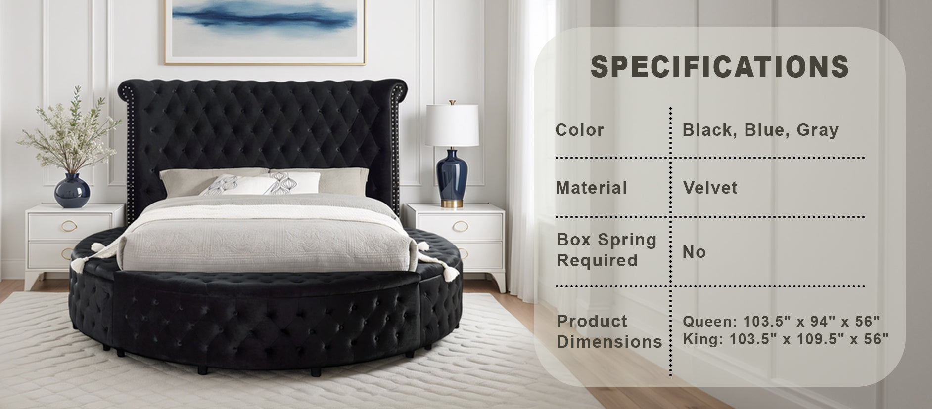 (BonaNest Sample) Vigor Glam Storage Platform Bed