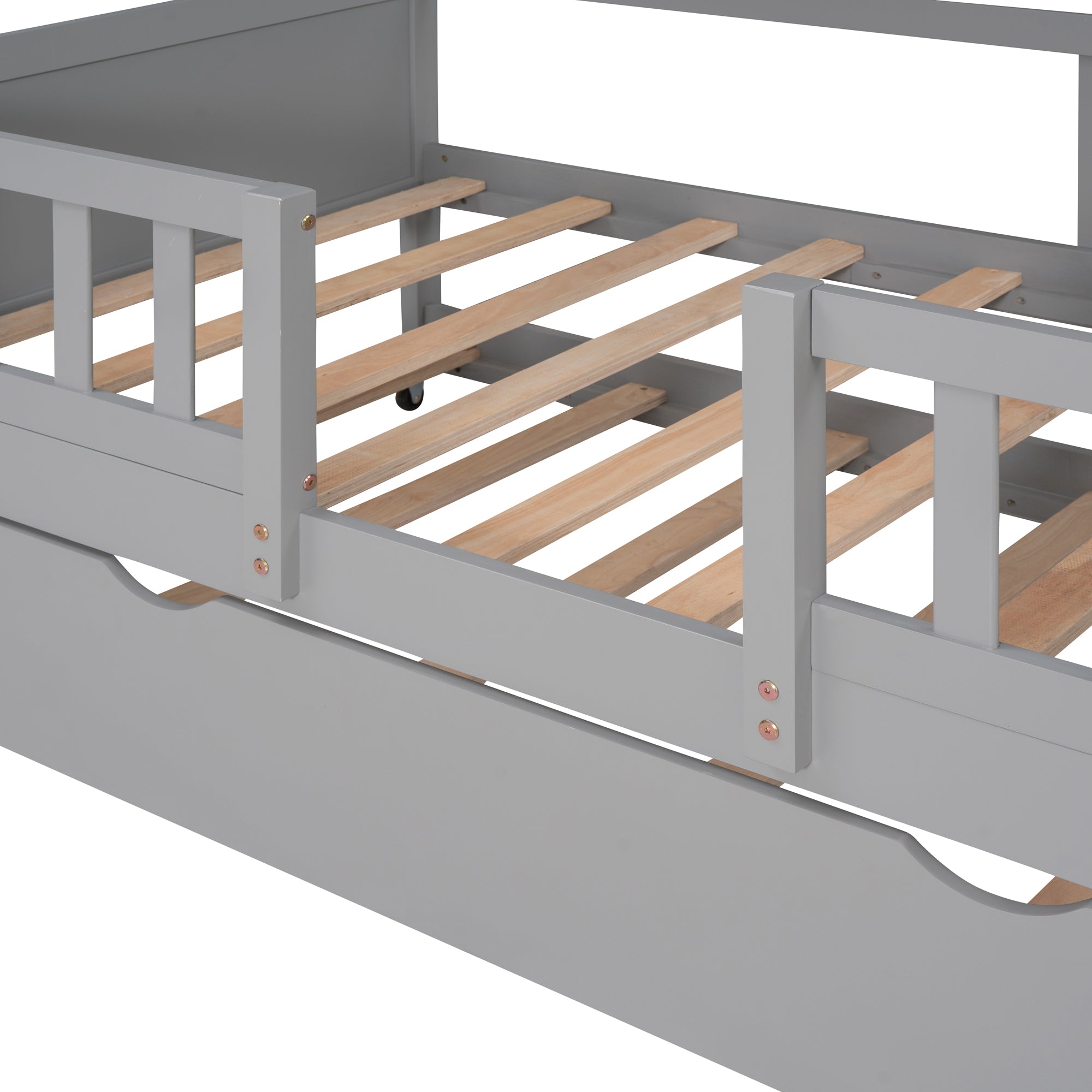 House Wood Kid's Bed with Wood Trundle