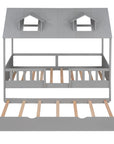 House Wood Kid's Bed with Wood Trundle