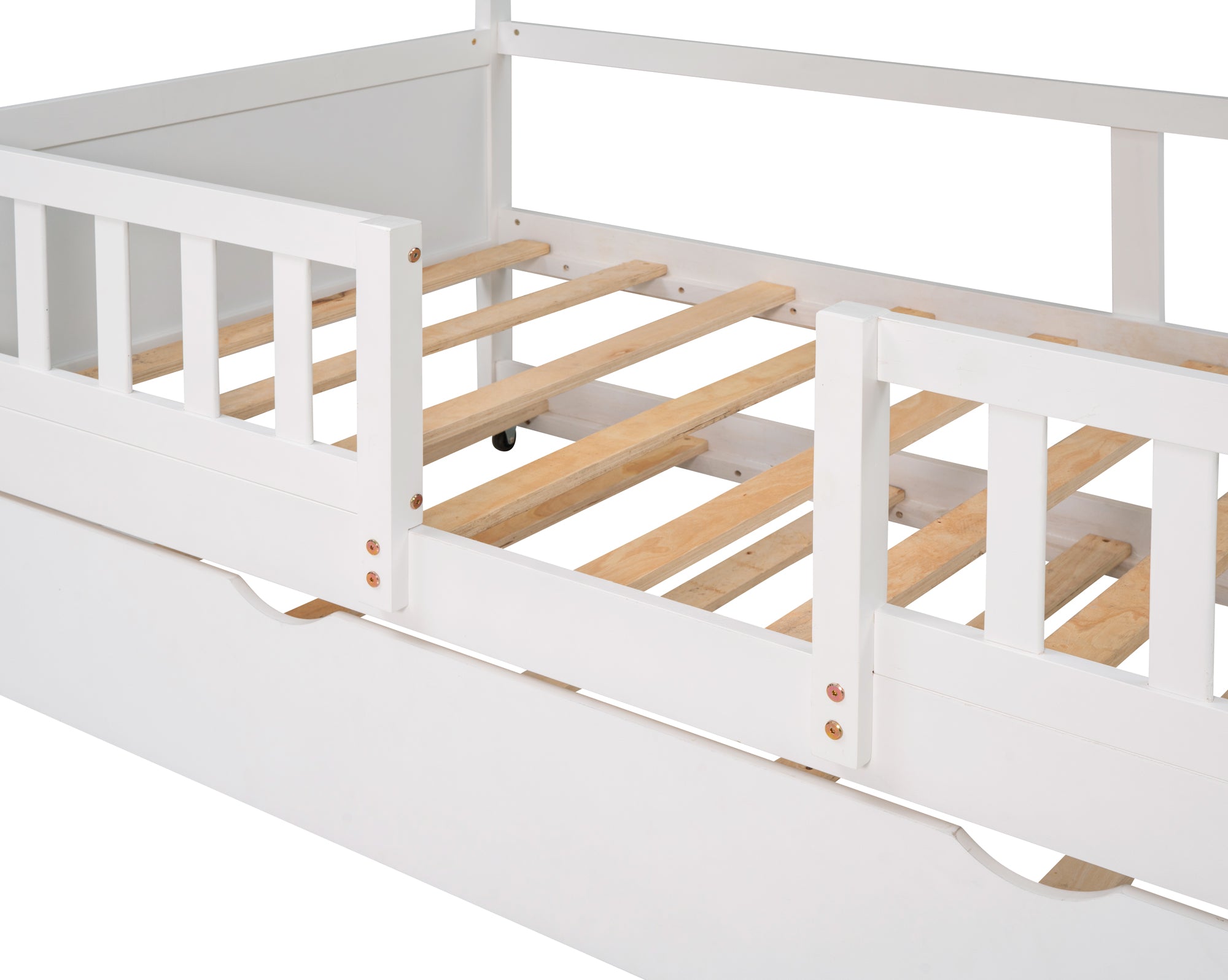 House Wood Kid's Bed with Wood Trundle