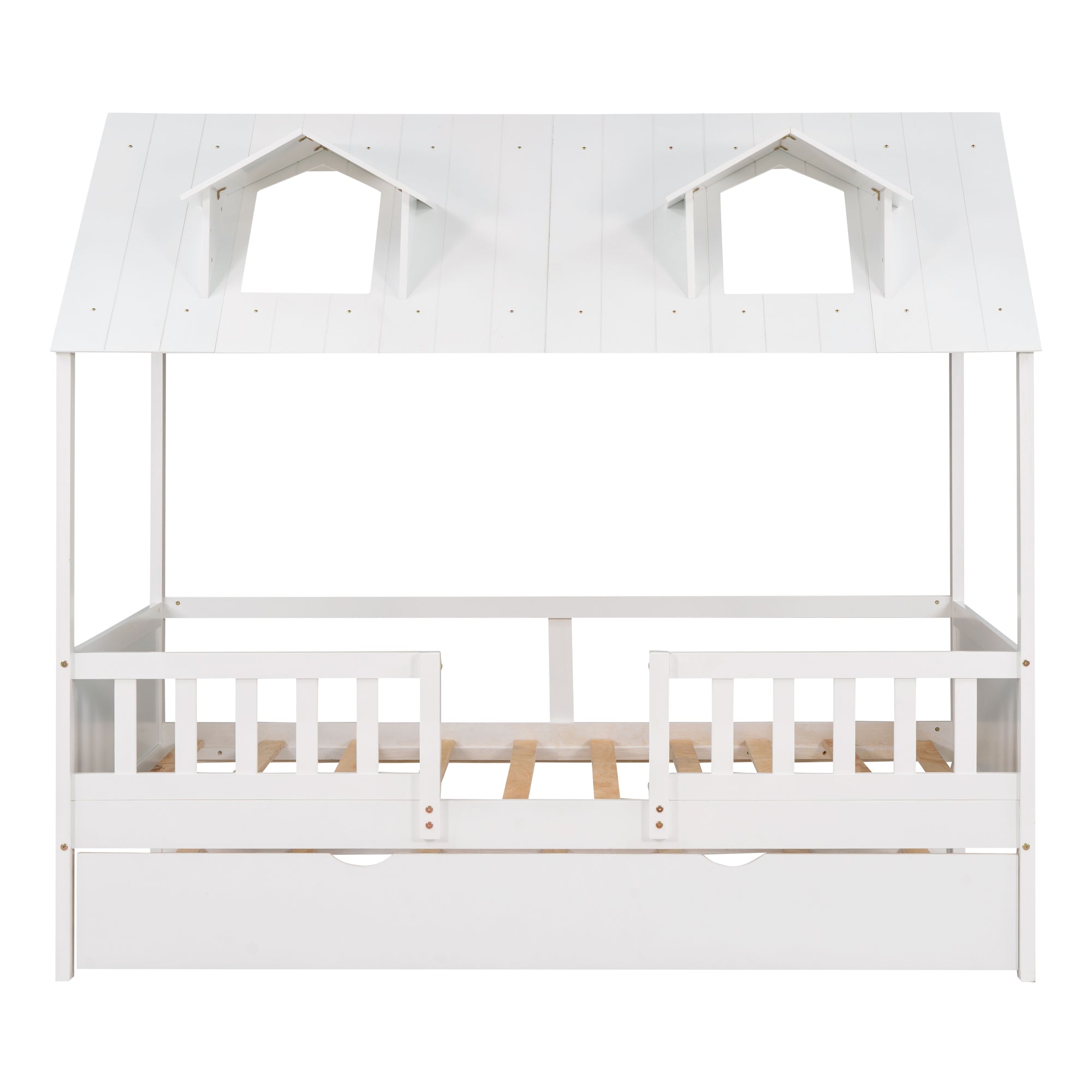 House Wood Kid's Bed with Wood Trundle