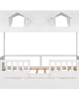 House Wood Kid's Bed with Wood Trundle
