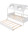 House Wood Kid's Bed with Wood Trundle