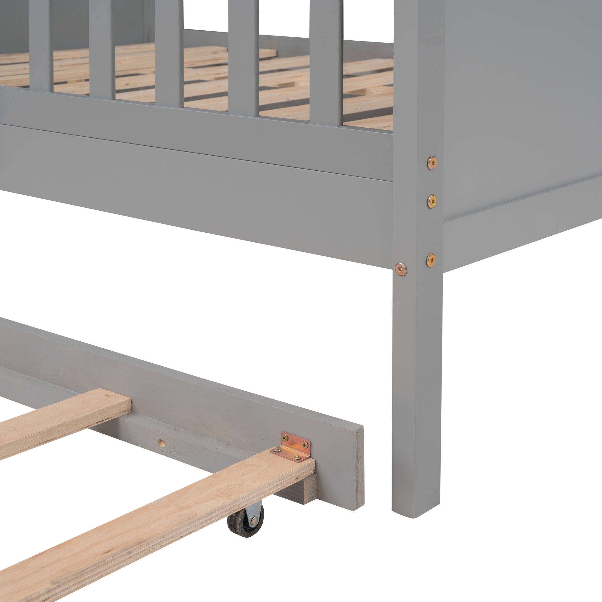 House Wood Kid's Bed with Wood Trundle