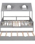 House Wood Kid's Bed with Wood Trundle
