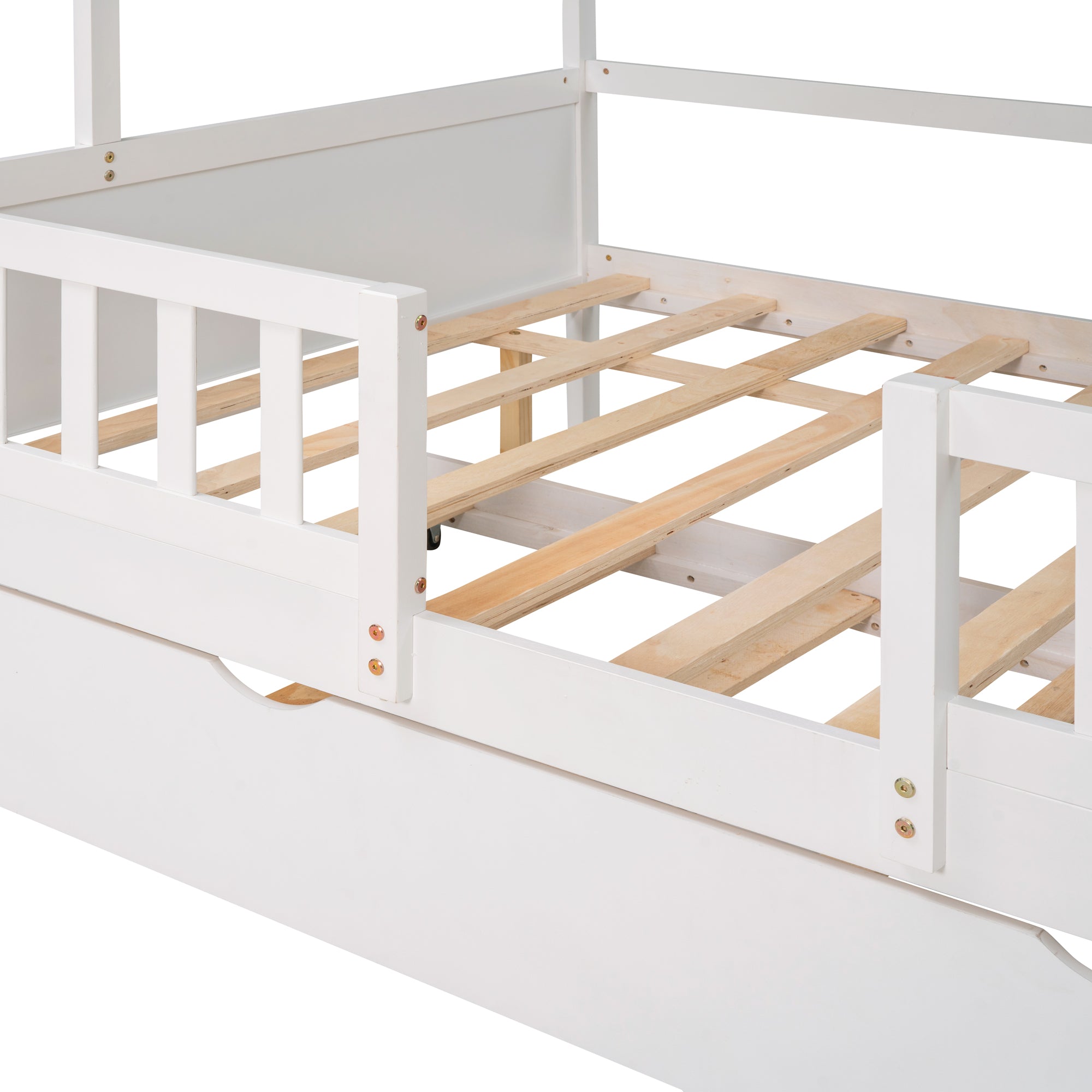 House Wood Kid's Bed with Wood Trundle