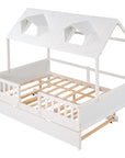 House Wood Kid's Bed with Wood Trundle