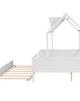 House Wood Kid's Bed with Wood Trundle