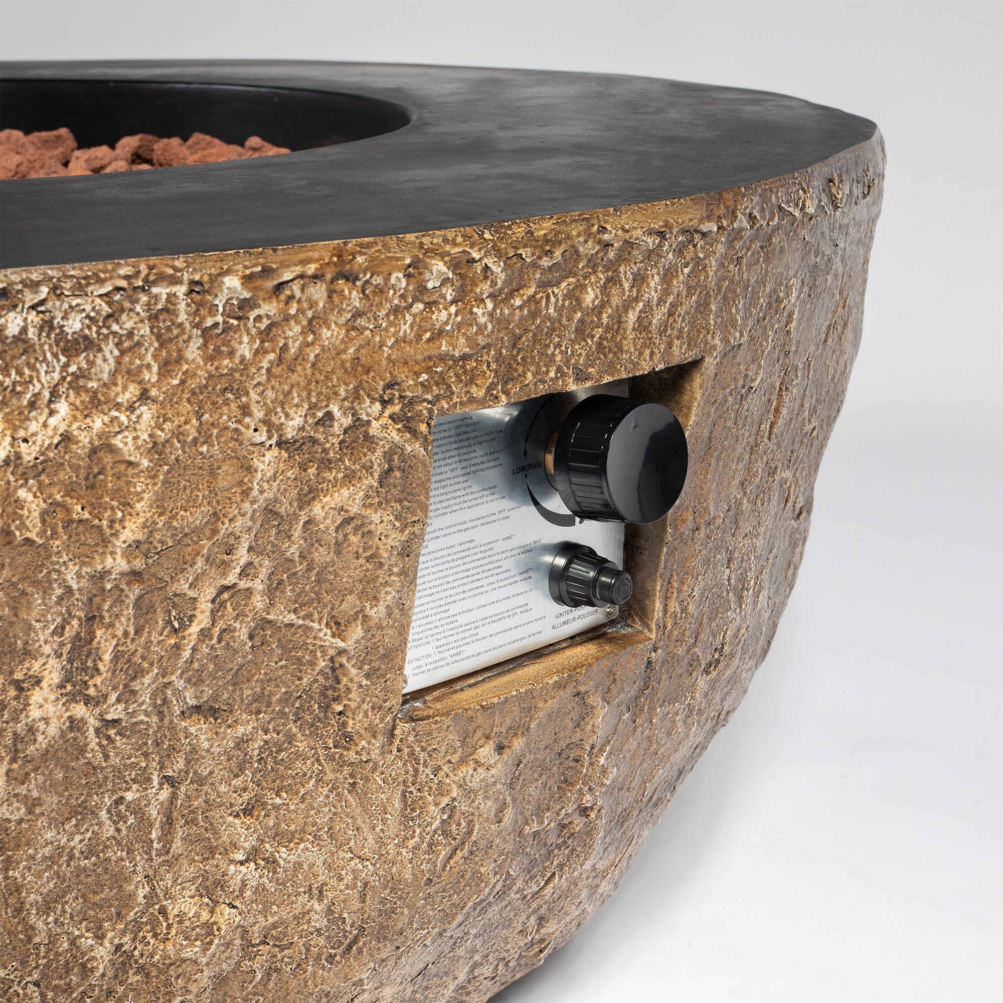 41.73" W Round Concrete Gas Fire Pit Bowl