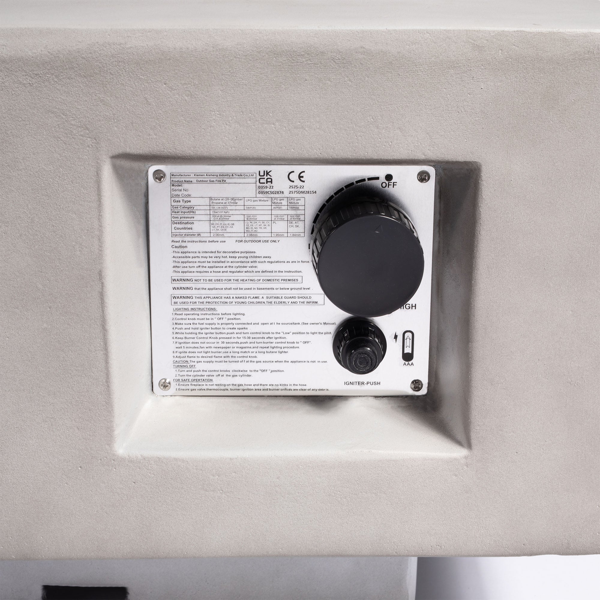 60"W Rectangular Concrete Fire Pit Table