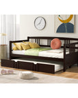 Twin Size Wood Daybed with Trundle