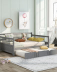 Twin Size Wood Daybed with Trundle