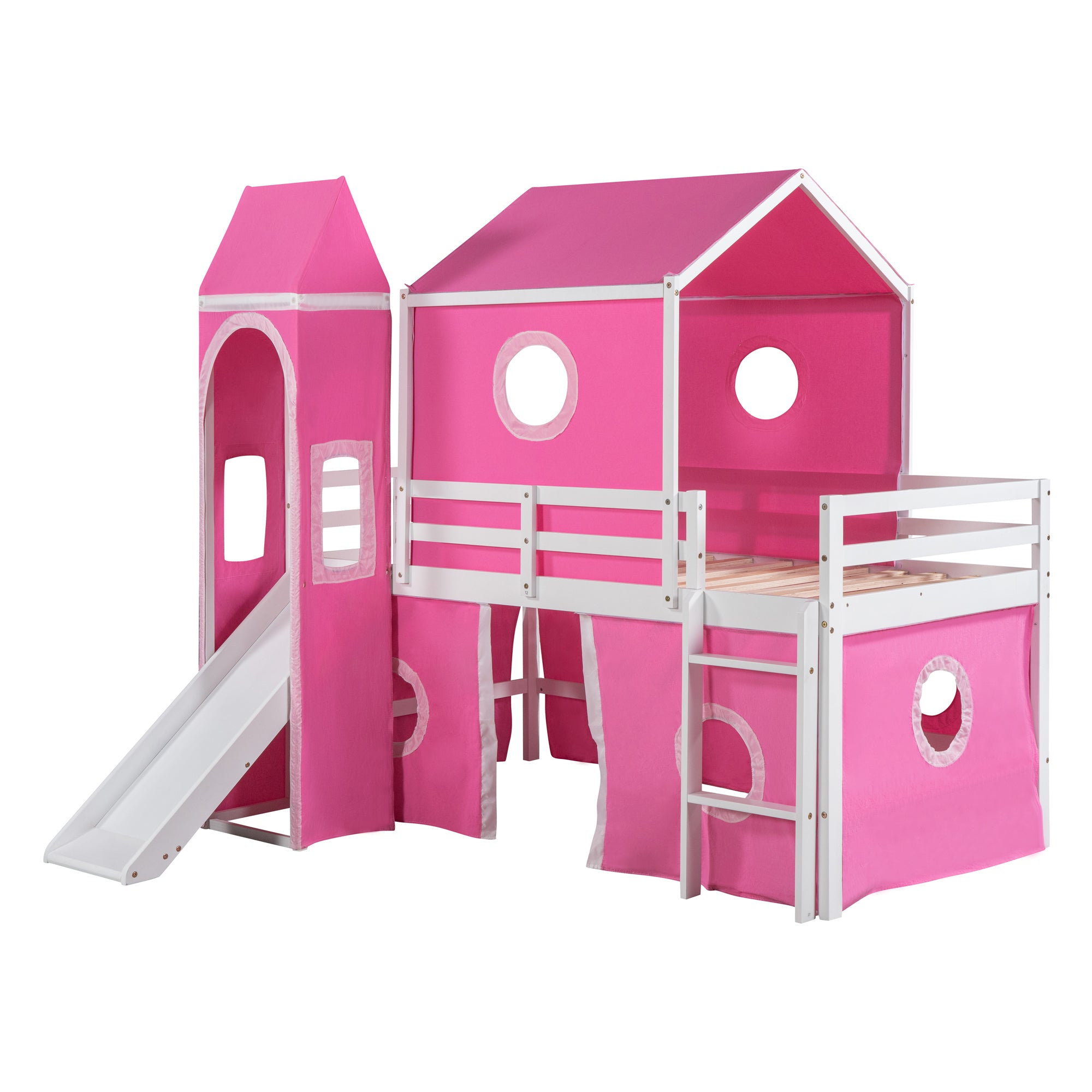 Bunk Bed with Slide, Tent and Tower