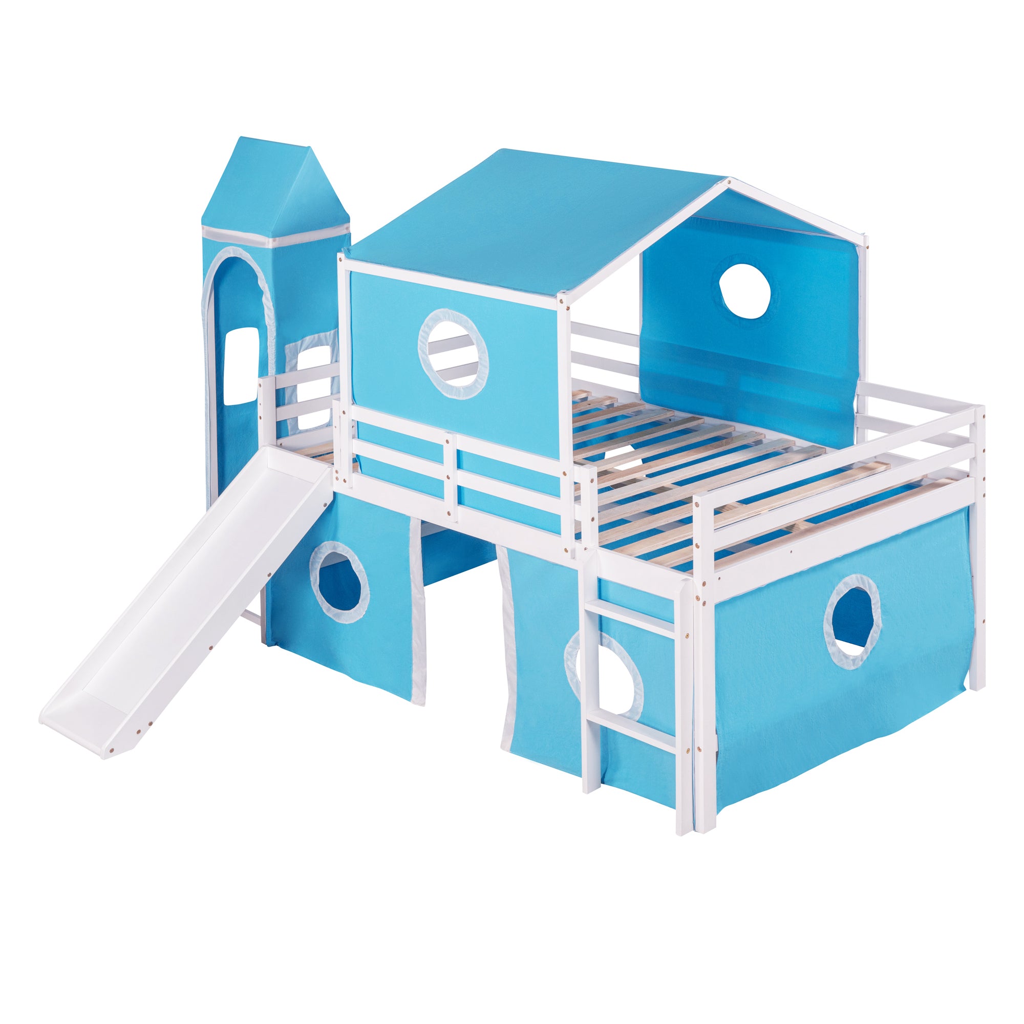 Bunk Bed with Slide, Tent and Tower