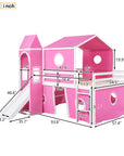 Bunk Bed with Slide, Tent and Tower