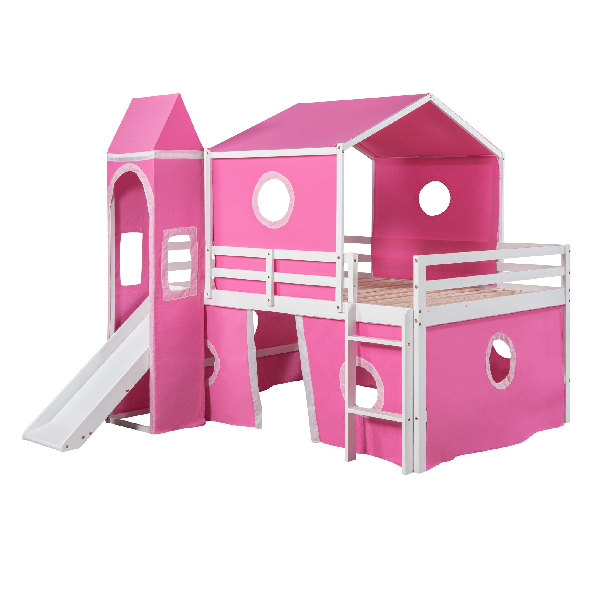 Bunk Bed with Slide, Tent and Tower