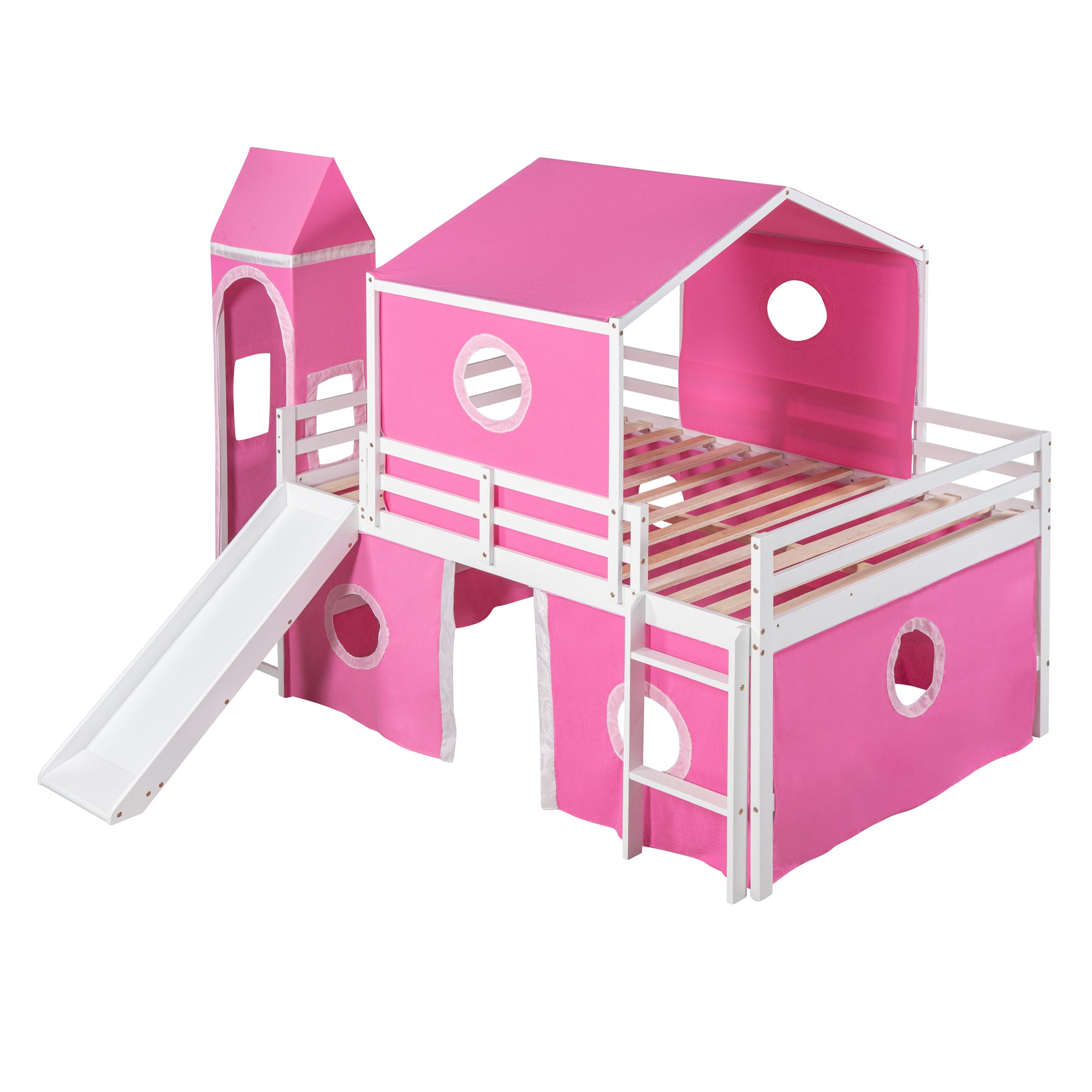 Bunk Bed with Slide, Tent and Tower