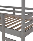 Twin Loft Bed with Slide, House Bed with Slide, Gray