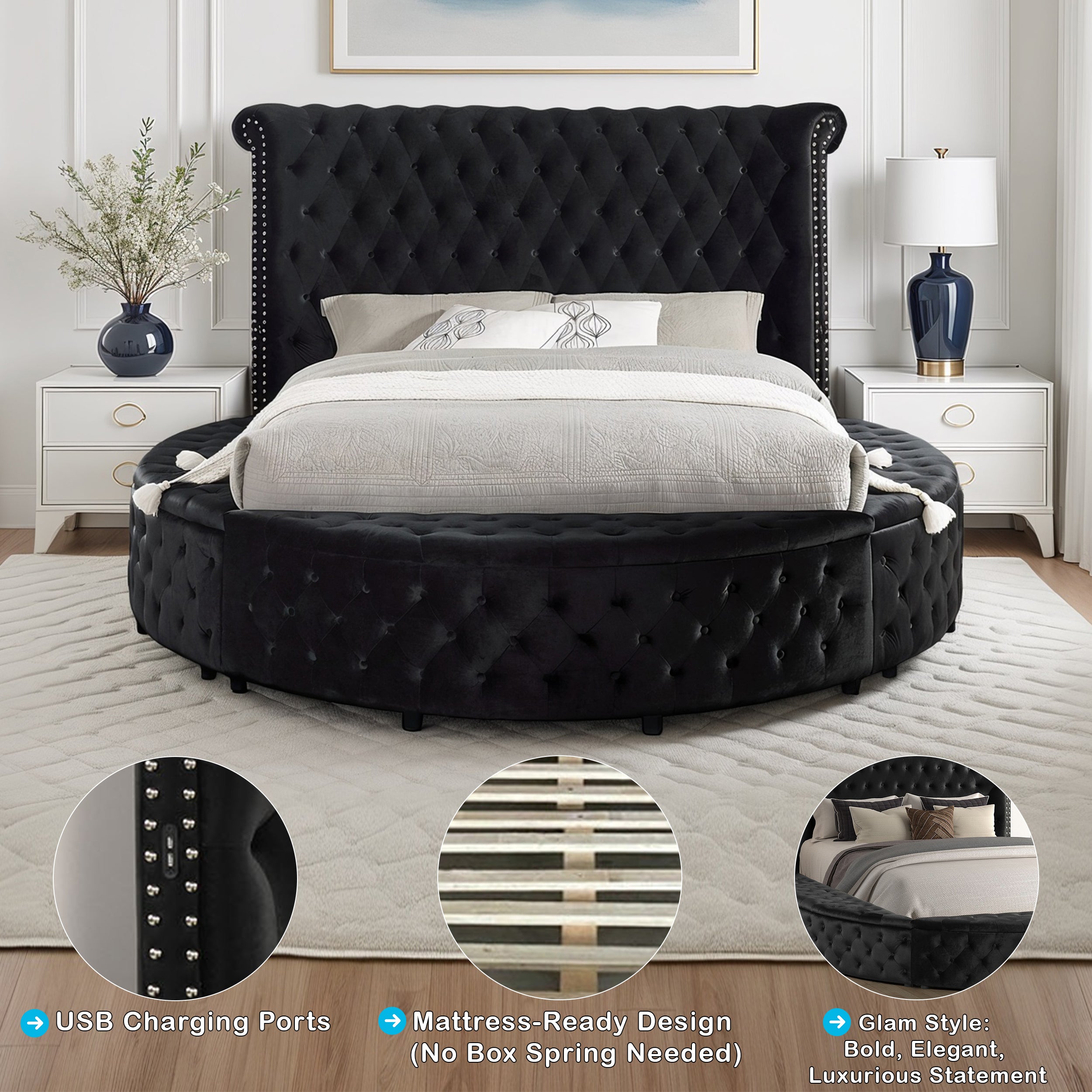 (BonaNest Sample) Vigor Glam Storage Platform Bed